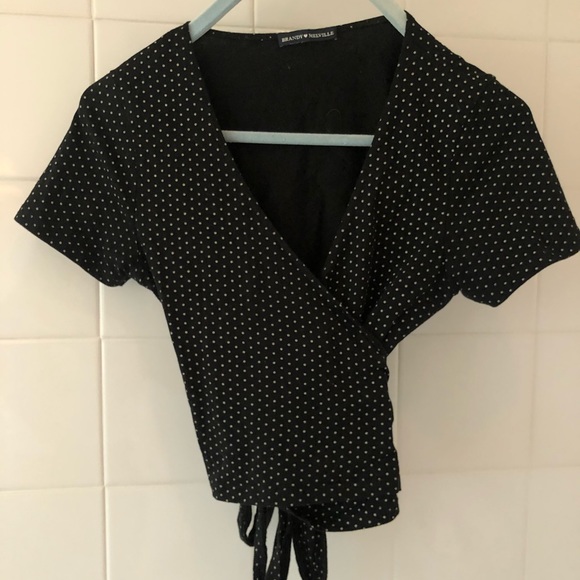 Brandy Melville Tops - Brandy Melville polka dot wrap top